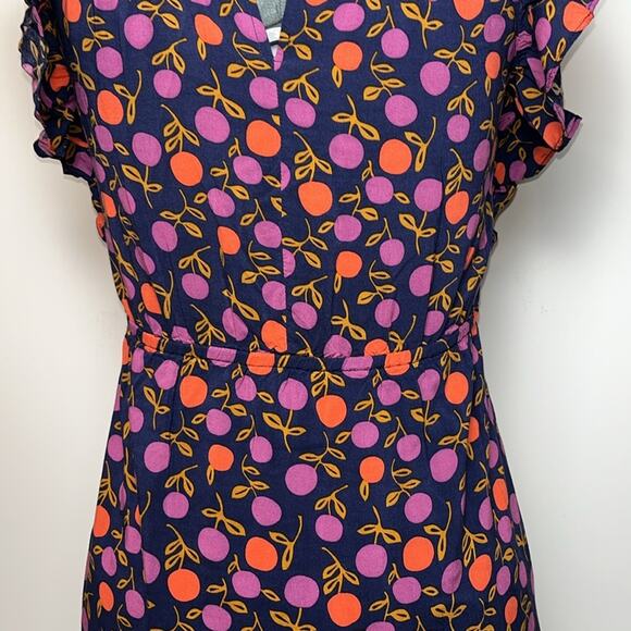 Fossil Keyhole Mini Dress Flutter Sleeves Navy Blue,Purple,Orange Womens Size XS - Picture 11 of 16